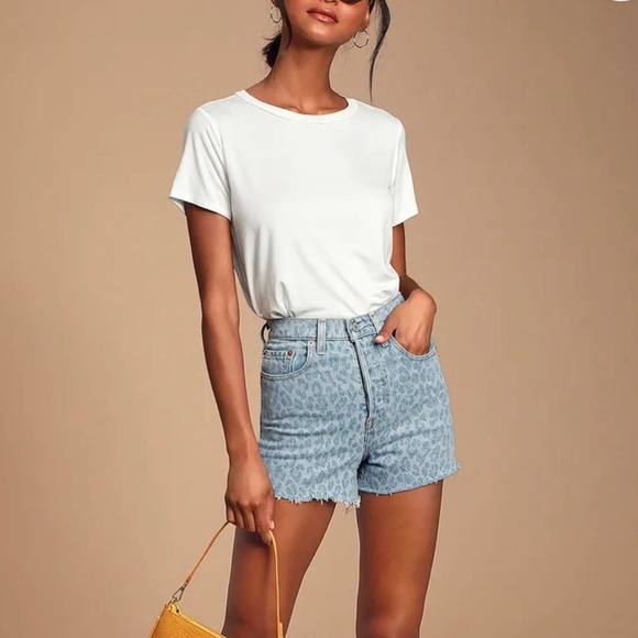 Levi's | Shorts | Levis Ribcage Light Wash Leopard Print Denim Highrise  Cutoff Shorts | Poshmark